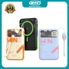 [CÓ 3C] Pin sạc dự phòng không dây PHANTOM P50 10000mAh Wireless 15W, TypeC / LN PD 22.5W, Tích hợp 2 cáp, Có giá đỡ, Tản nhiệt