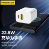 Cốc sạc nhanh 2 cổng Pisen KC-C02 chân Gập, Cổng TypeC PD 20W và USB-A 22.5W (Trắng)