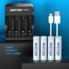 Bộ Box sạc nhanh kèm 4 pin AA 1.5V Li-ion Beston M7031 2200mWh / 1460mAh, Đèn báo thông minh