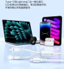 Cáp sạc nhanh 2in1 Pisen Pro AP28-1200 TypeC to Lightning 27W, TypeC to TypeC 60W, Dây dù dài 1.2M (Trắng)