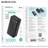 Pin dự phòng Borofone BJ56 10000mAh / BJ56A 20000mAh / BJ56B 30000mAh 2 cổng USB QC 3.0 22.5W và TypeC PD 20W (Đen)