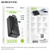 Pin dự phòng Borofone BJ57 10000mAh / BJ57A 20000mAh / BJ57B 30000mAh 2 cổng USB QC 3.0 22.5W và TypeC PD 20W, Kèm 2 cáp Output (Đen)