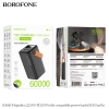 Pin dự phòng Borofone BJ66B 60.000mAh 2 cổng USB QC 3.0 22.5W và TypeC PD 20W, Có đèn Led (Đen)