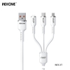 Cáp sạc nhanh 65W 3 đầu Wekome WDC-07th sạc tất cả dòng andoird / iphone / máy tính bảng - dây cao su đàn hồi (4 màu)
