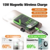 Pin sạc dự phòng không dây PHANTOM P50 10000mAh Wireless 15W, TypeC / LN PD 22.5W, Tích hợp 2 cáp, Có giá đỡ, Tản nhiệt