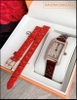 Đồng hồ Nữ Davena Mặt Chữ Nhật Dây Da Swarovski Size nhỏ