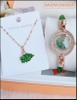 set-dong-ho-nu-davena-vong-tay-day-chuyen-thien-nga-swarovski-rose-gold-xanh-la-dep-timesstore-vn