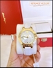 Đồng hồ Nữ Versace Mặt Tròn Vàng Gold Dây Da Mặt Trắng (35mm)