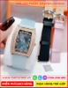 Set Đồng Hồ Nữ Davena Mặt Chữ Nhật Rose Gold Dây Satin Xanh (32mm)