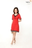 H2120 Đầm len nữ NT cổ tim bẻ 100%viscose