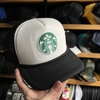 [CUSTOM] Nón truckercap logo StarBuck ép nổi khối trên nền nón mút foam lưới thoáng mát chất lượng cao