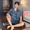 Bộ đồ ngủ Pijama nam lụa luxury mềm mịn sang trọng tay ngắn quần ngắn QM0067
