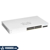 Cisco CBS220-24FP-4G | Switch Thông Minh PoE 24 Cổng Gigabit - Tích Hợp 4 Cổng Gigabit SFP