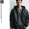 Z.R - Áo Khoác Da Dáng Bomber Có Mũ - 2026AK87