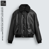 Z.R - Áo Khoác Da Dáng Bomber Cổ Lông - 2026AK88