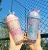 Ly Nhựa Cold Cup Hai Lớp Kèm Ống Hút Dễ Thương N155