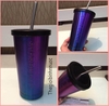 Starbucks Iridescent Purple Blue Cold Cup Stainless Steel Tumbler 16 oz B234