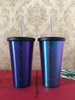 Starbucks Iridescent Purple Blue Cold Cup Stainless Steel Tumbler 16 oz B234