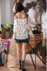 Bộ ngủ lụa quần đùi trễ vai họa tiết cherry dễ thương