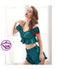 Đồ ngủ nữ - Bộ ngủ mặc nhà quần đùi áo croptop trễ vai chất lụa satin đẹp sexy quyến rũ