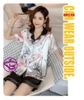Bộ ngủ Pijama quần đùi trơn áo họa tiết tay ngắn chất lụa