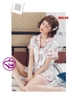 Bộ ngủ Pijama quần đùi trơn áo họa tiết tay ngắn chất lụa