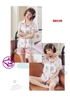 Bộ ngủ Pijama quần đùi trơn áo họa tiết tay ngắn chất lụa