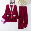 Đồ bộ mặc nhà cao cấp - Bộ ngủ quần dài tay dài mùa đông kiểu dáng pijama cột dây chất nhung siêu sang