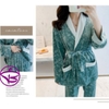 Đồ bộ mặc nhà cao cấp - Bộ ngủ quần dài tay dài mùa đông kiểu dáng pijama cột dây chất nhung siêu sang