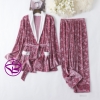 Đồ bộ mặc nhà cao cấp - Bộ ngủ quần dài tay dài mùa đông kiểu dáng pijama cột dây chất nhung siêu sang