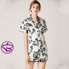 Đồ bộ short mặc nhà - Bộ ngủ pijama nữ ngắn cộc tay quần đùi chất lụa cao cấp in họa tiết đẹp