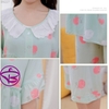 Đồ ngủ nữ - Đồ bộ lửng có tay mặc nhà đẹp chất cotton lụa mịn mát phối ren công chúa MÀU xanh và hồng