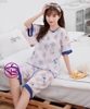 Bộ lửng mặc nhà - Đồ ngủ nữ tay lửng chất vải cotton crepe mịn thoáng mát hàng đẹp chuẩn MÀU xanh và vàng