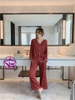 Bộ đồ ngủ pijama lụa quần dài tay dài chấm bi chất lụa đẹp cao cấp