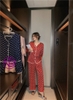 Bộ đồ ngủ pijama lụa quần dài tay dài chấm bi chất lụa đẹp cao cấp