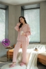 Đồ bộ mặc nhà cao cấp- Bộ đồ ngủ pijama lụa trơn phối ren quần dài tay dài chất lụa mát rượi hàng đẹp chuẩn cao cấp