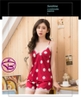 Bộ đồ ngủ nữ quần đùi áo 2 dây chất lụa chấm bi