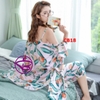 Áo choàng ngủ kết hợp bộ ngủ nữ quần dài chất cotton mịn mát
