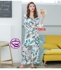 Áo choàng ngủ kết hợp bộ ngủ nữ quần dài chất cotton mịn mát