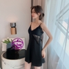 Váy ngủ kèm áo choàng - Áo choàng ngủ kết hợp đầm ngủ lụa trơn phối ren mịn cao cấp