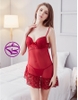 Đồ ngủ xuyên thấu sexy - Váy ngủ lưới mỏng phối ren tà xéo hở ngực quyến rũ gợi cảm có gọng mút MÀU ĐEN ĐỎ TÍM HỒNG CAM