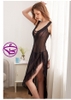 Đầm ngủ dáng dài - Váy ngủ xuyên thấu không nội y sexy quyến rũ gợi cảm xẻ tà cao kèm quần lọt khe MÀU ĐEN