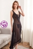 Đầm ngủ dáng dài - Váy ngủ xuyên thấu không nội y sexy quyến rũ gợi cảm xẻ tà cao kèm quần lọt khe MÀU ĐEN