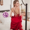 Đầm ngủ nữ đẹp-Váy ngủ lụa cao cấp 2 dây đắp ren ngực quyến rũ