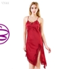 Đồ ngủ nữ - Váy đầm ngủ dáng dài xẻ tà gợi cảm chất lụa đẹp quyến rũ