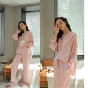 Đồ bộ mặc nhà cao cấp- Bộ đồ ngủ pijama lụa trơn phối ren quần dài tay dài chất lụa mát rượi hàng đẹp chuẩn cao cấp