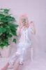 Bộ ngủ pijama hàng thiết kế quần dài tay ngắn phối chân chất lụa đẹp cao cấp