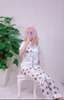 Bộ ngủ pijama hàng thiết kế quần dài tay ngắn áo trắng phối nẹp đôi chất lụa cao cấp
