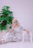 Bộ ngủ pijama hàng thiết kế quần dài tay ngắn in hình phối nẹp đôi chất lụa cao cấp