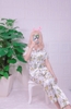 Bộ ngủ pijama hàng thiết kế quần dài tay ngắn in hình phối nẹp đôi chất lụa cao cấp